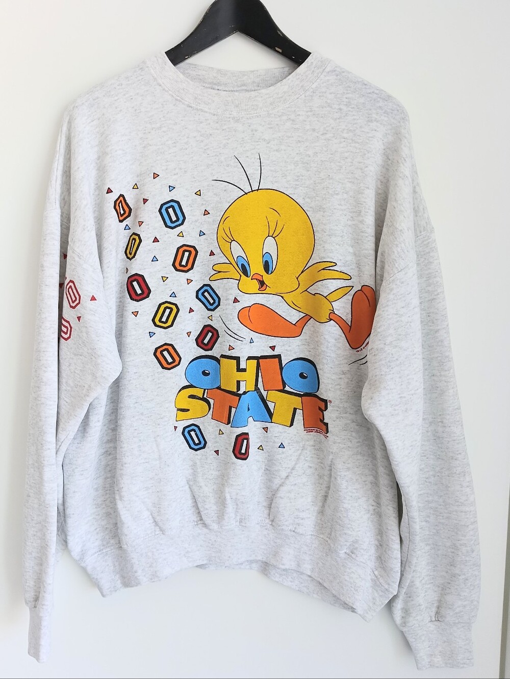 Vintage 1993 Looney Tunes Ohio State Tweety Bird Grey Sweatshirt Extra Large